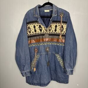 Vintage 90’s Women’s Long Sleeve Denim Jean Chore Barn Jacket Western Large